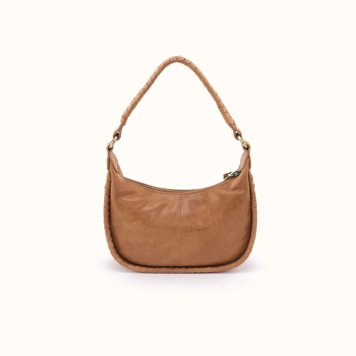 Mia Crescent Small Hobo In Buffed Leather - Whiskey