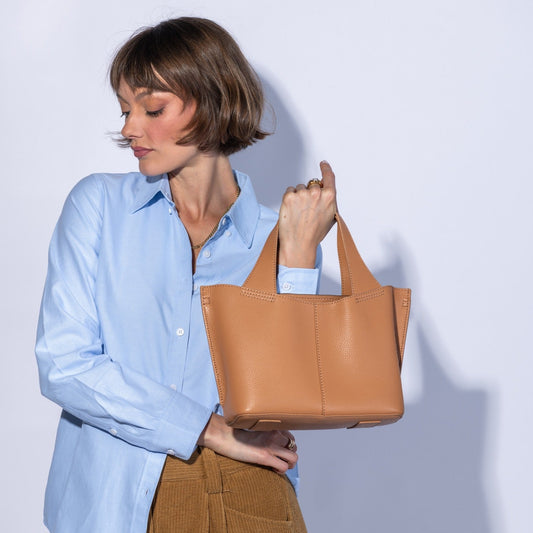 Vida Small Tote In Micro Pebbled Leather