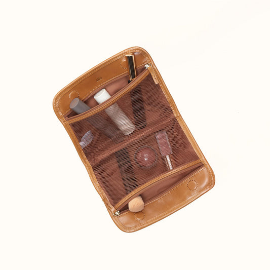 Beauty Cosmetic Pouch In Polished Leather
