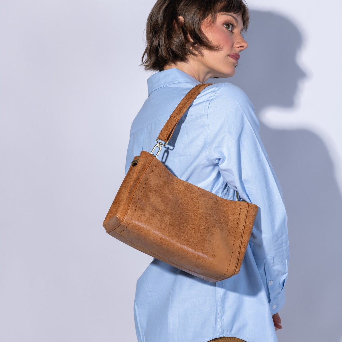 Seneca Shoulder Crossbody In Buffed Leather