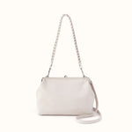Alba Frame Large Shoulder Bag in Buffed Leather - Stone- FOL