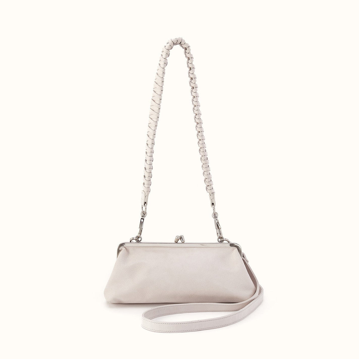 Alba Frame Small Shoulder Bag in Buffed Leather - Stone- FOL