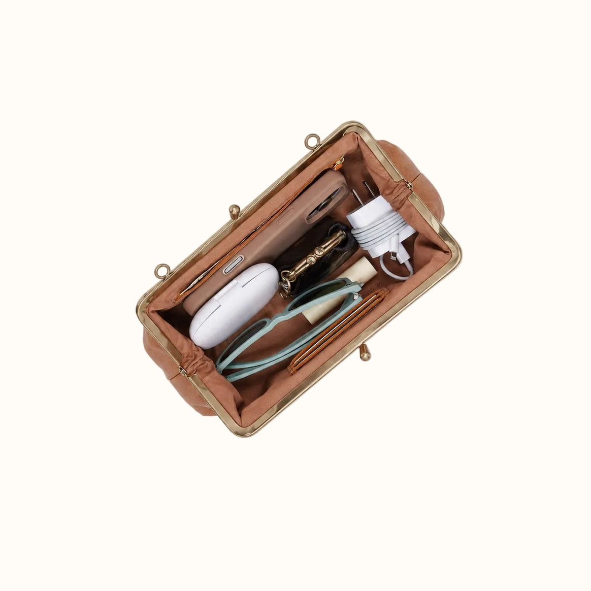 Della Frame Small Shoulder Bag In Buffed Leather - Whiskey