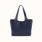 Vida Tote In Micro Pebbled Leather - Mood Indigo