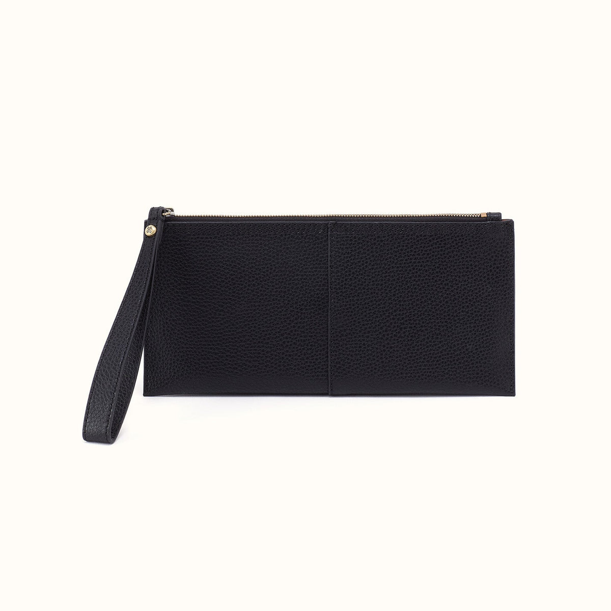 Vida Large Pouch in Micro Pebbled Leather - Black- FOL