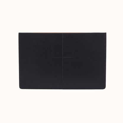 Vida Large Laptop Sleeve In Micro Pebbled Leather - Black