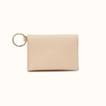 Vida Card Case In Micro Pebbled Leather - Almond- FOL
