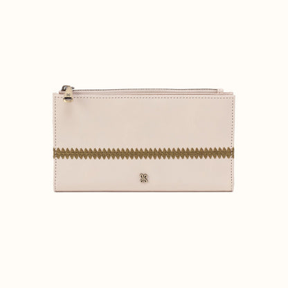 Jill Large Bifold Wallet In Polished Leather - Pale Flax- FOL