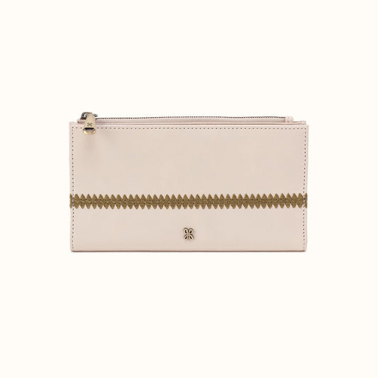 Jill Large Bifold Wallet In Polished Leather - Pale Flax- FOL