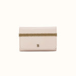 Jill Trifold Wallet In Polished Leather - Pale Flax- FOL