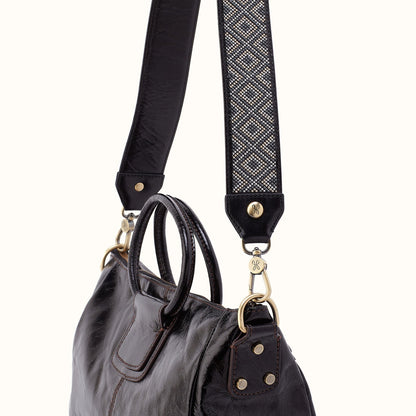 Beaded Guitar Strap In Polished Leather