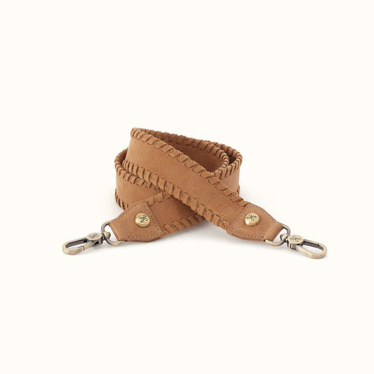 Whipstitch Guitar Strap In Buffed Leather