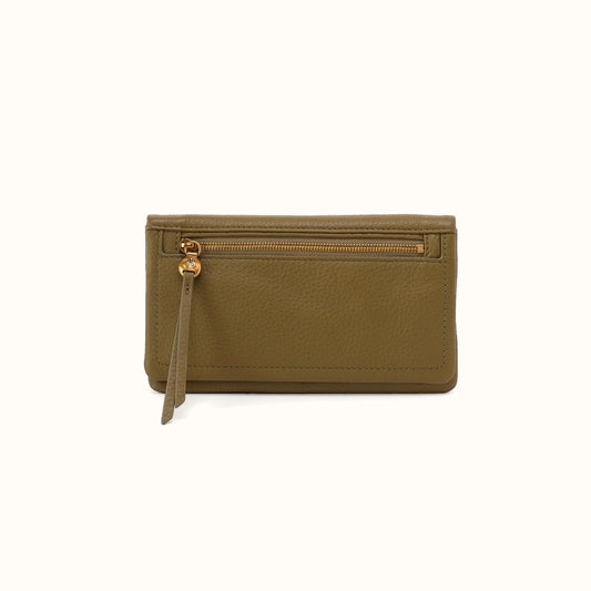 Lumen Continental Wallet In Pebbled Leather - Sunlit Sage- FOL