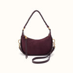 Mia Crescent Small Hobo In Suede Leather