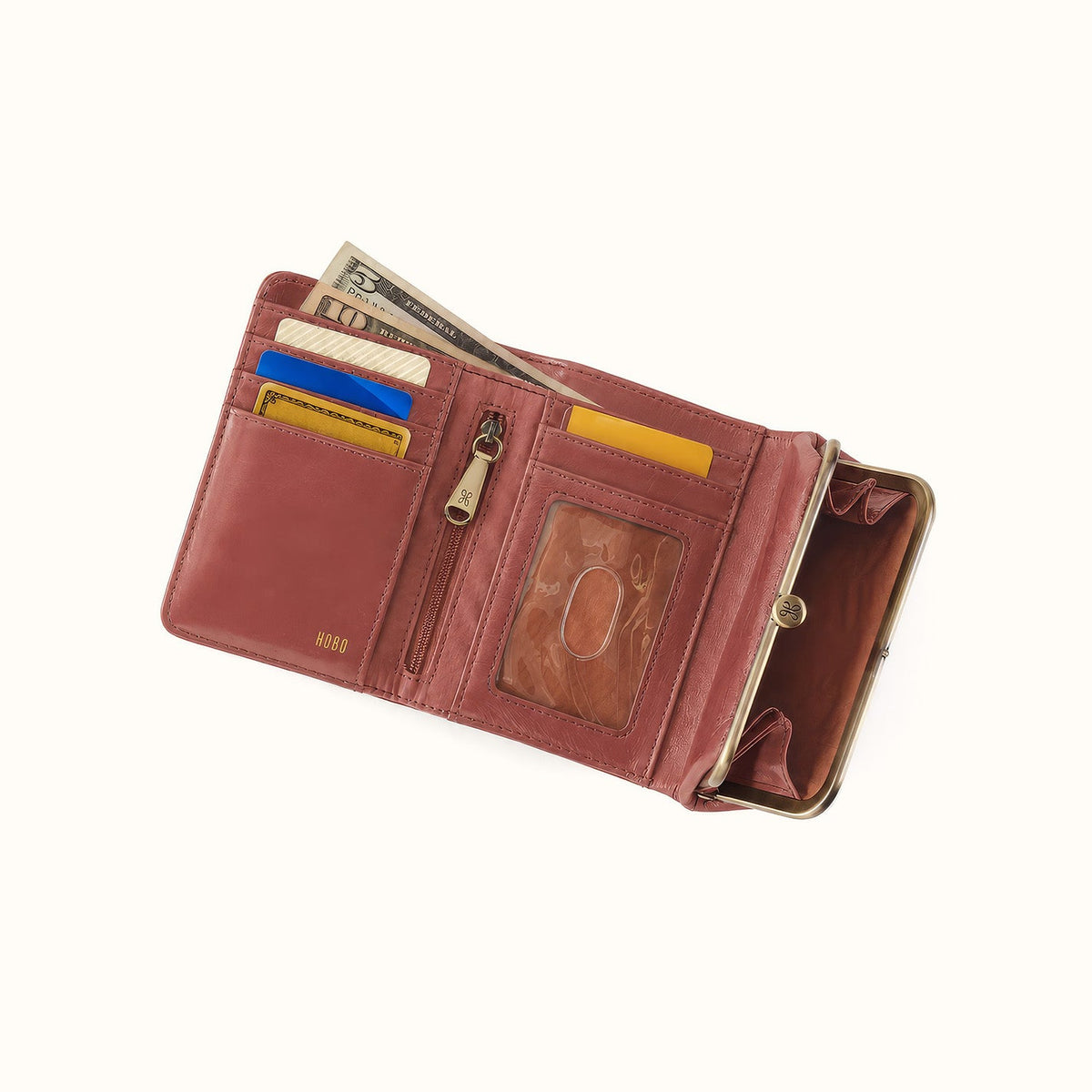 Robin Compact Wallet In Polished Leather