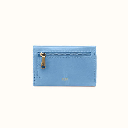 Jill Trifold Wallet In Polished Leather - Faded Denim