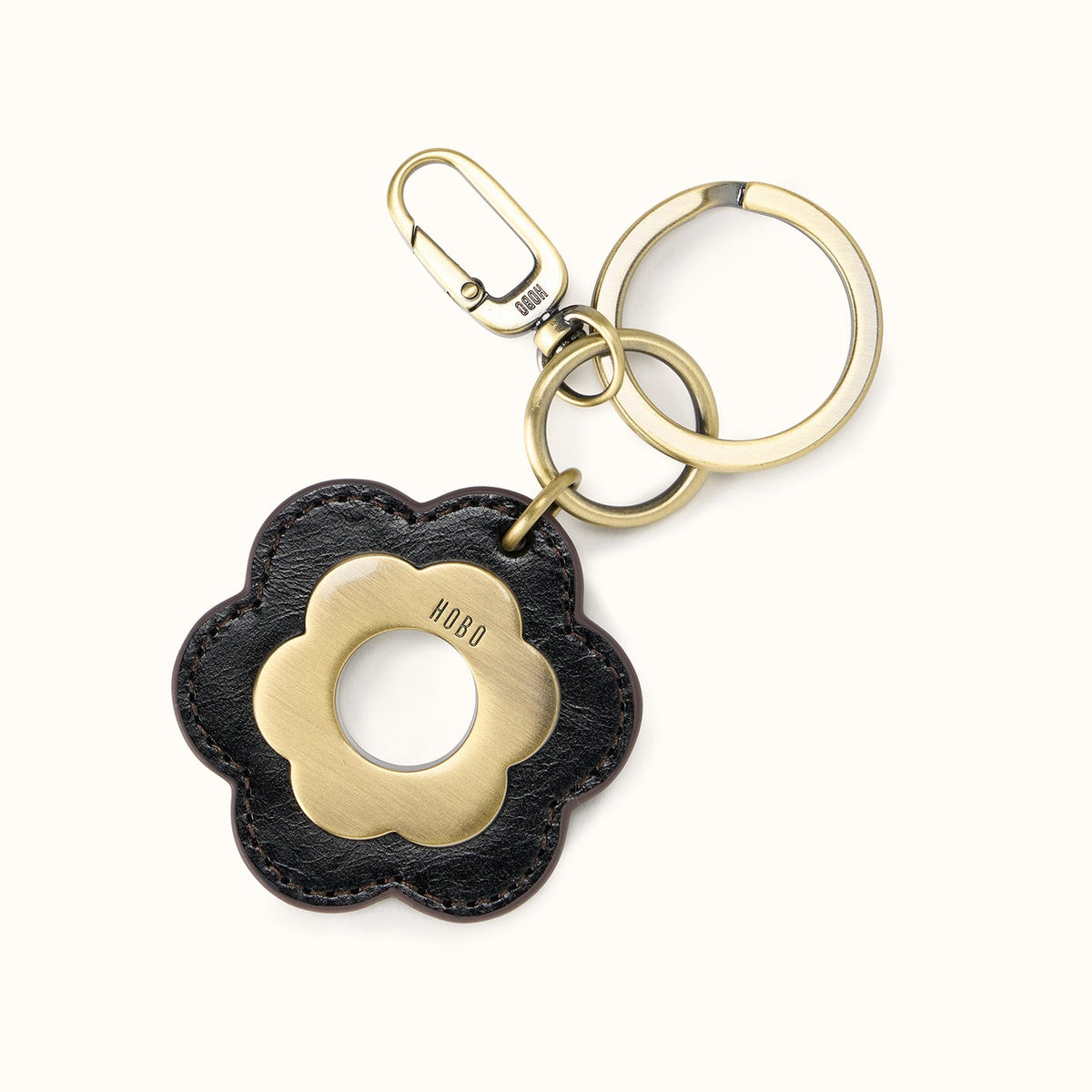 Daisy Keychain In Polished Leather