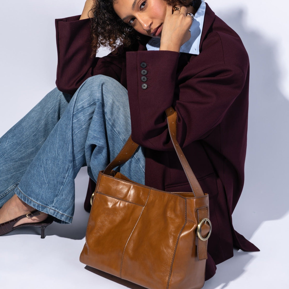 Render Shoulder Bag In Polished Leather