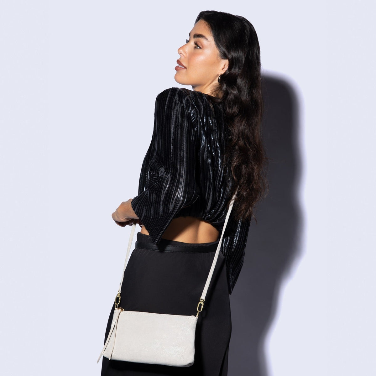 Darcy Crossbody In Metallic Leather