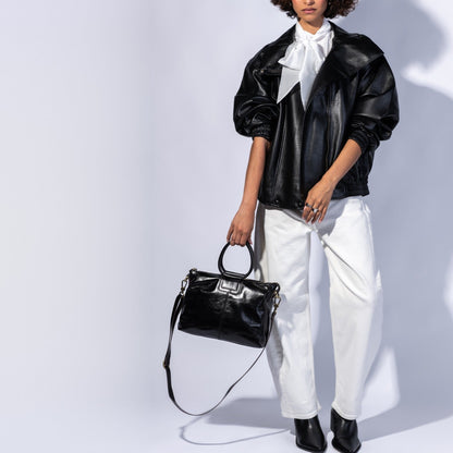 Sheila Medium Satchel In Polished Leather
