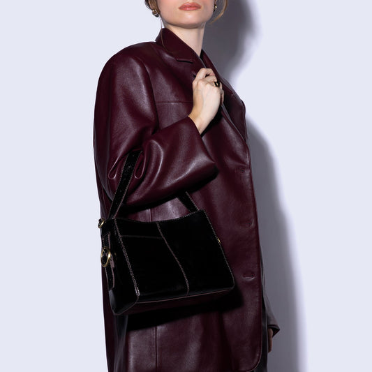 Render Small Crossbody In Polished Leather - Black