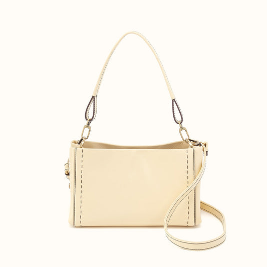 Seneca Shoulder Crossbody in Polished Leather - Butter Yellow- FOL