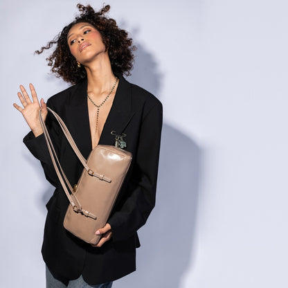 Scottie Satchel In Polished Leather - Woodsmoke