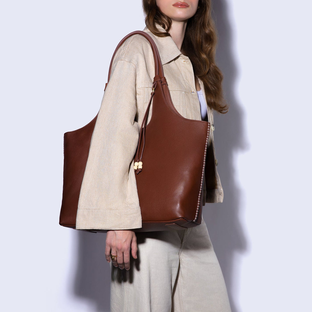La Jolla Tote In Cloud Leather - Cocoa Bean