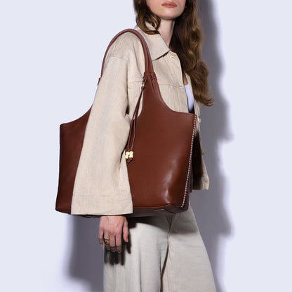 La Jolla Tote In Cloud Leather - Cocoa Bean